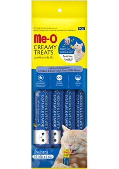Me-O Creamy Tavuk & Ciğer & Keçi Sütlü Yetişkin Kedi Ödülü 4 x 15 G