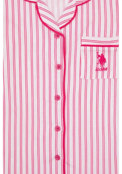 U.S. Polo Assn. Kız Çocuk Fuşya Çizgili Pijama Takımı 50318940-VR023