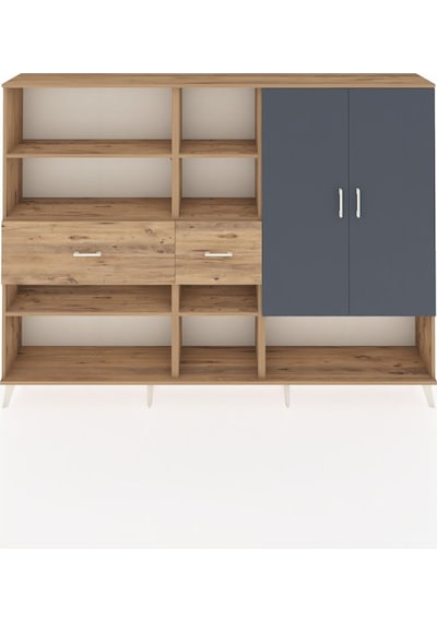Arges Dolap 10 Raflı 2 Çekmeceli 2 Kapaklı 220x30x163 Çam-antrasi Çam-antrasit/çam Arges Dolap 10 Raflı 2 Çekmeceli 2 Kapaklı 220x30x163 Çam-antrasi Çam-antrasit/çam