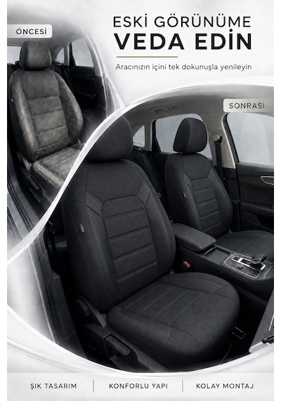 Fiat Egea Cross 2020-2024 Uyumlu Premium Tay Tüyü Oto Koltuk Kılıfı Airbag Uyumlu 2+1 Fermuarlı Kolçak Uyumlu 23336541