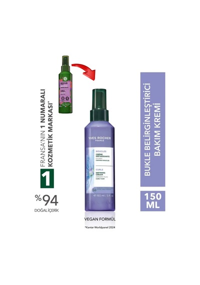 Yves Rocher Bukle Belirginleştirici Bakım Kremi - Kıvırcık Ve Dalgalı Saçlar / Organik Keten Ve Agav 150 Ml
