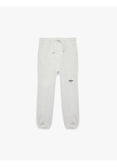 Koton Cepli Beli Bağlamalı Oversize Eşofman Altı Gri Melanj 7wmb40038tk