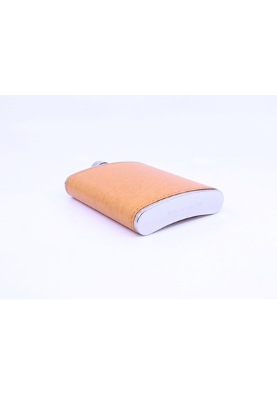 Turuncu Deri Kaplama Cep Matarası/flask 8 Oz