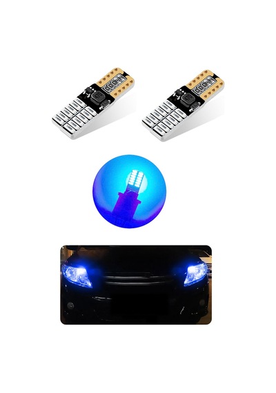 T10 Led Dipsiz W5w Canbus 24 Ledli Buz Mavi İce Blue Park Plaka Ampul 2 Adet