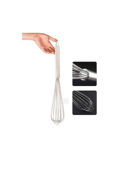 Sos Çırpma Teli Paslanmaz Yumurta Çırpıcı Çikolata Çırpıcı Krema Çırpıcı Çelik Saplı 30 Cm Gri