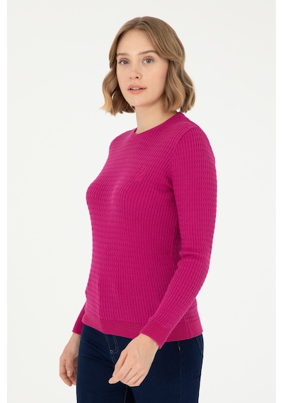 U.S. Polo Assn.  Kadın Fuşya Bisiklet Yaka Basic Kazak 50288979-VR023