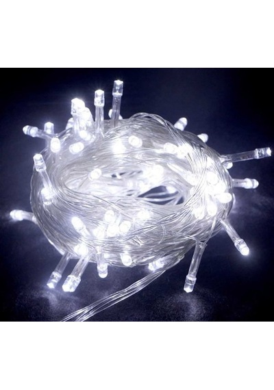 Premium Parti Aksesuarı Oda Süsü 10m 100 Led Boncuk Lamba Beyaz Işık Şeffaf Kablo Mz-18-11