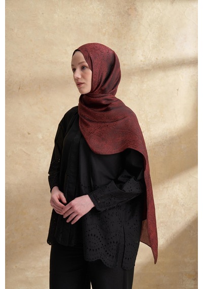 Armanda Jose Jakar Ethnic Desen Şal- 3303 Kızıl Kahve