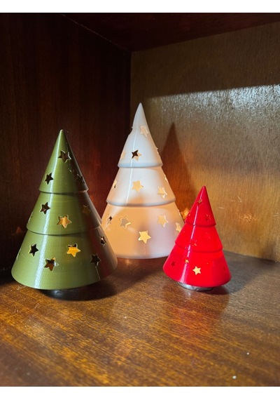 3d Baskı Çam Ağacı Tealight Mumluk Seti Yılbaşı Dekoratif Mum Tutucu Çok Renkli