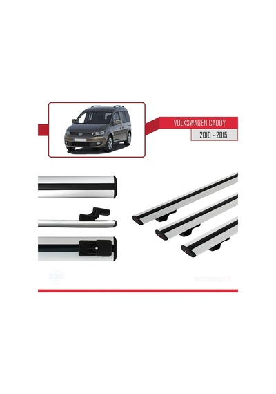 Volkswagen Caddy 2010-2015 Arası İle Uyumlu Basic Model Ara Atkı Tavan Barı Gri 3 Adet