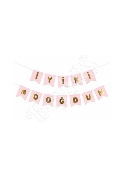 İyiki Doğdun Banner Pembe - Gold Tüm Yaşlar
