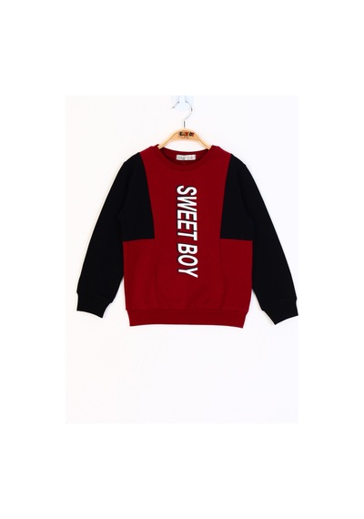Toontoy Kids Toontoy Erkek Çocuk Sweet Boy Baskılı Sweatshirt Bordo