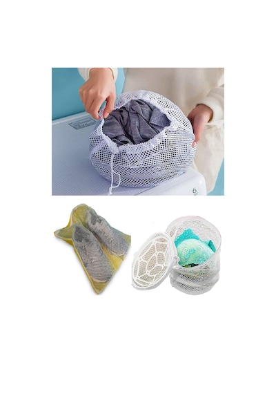 3lü Yıkama File Seti - Ayakkabı Filesi-plastik Aparatlı Sütyen Yı Çok Renkli
