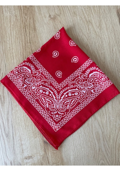 Pamuklu Klasik Desen Unisex Bandana Renkli Bandana Etnik Desenli A Kalite Bandana Kırmızı