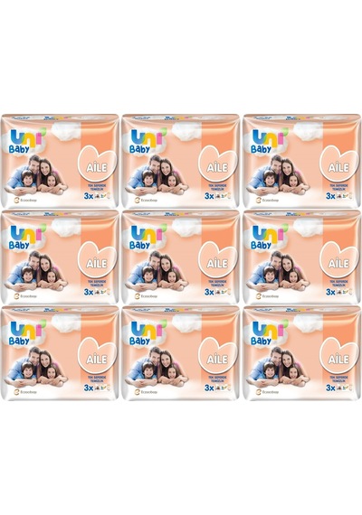 Uni Baby Islak Havlu Mendil Aile 52 Yaprak 27 Li Set 9pk 3 Islak Mendil