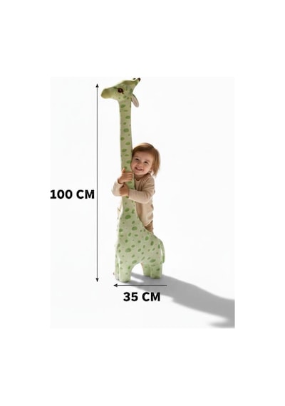 Zürafa Peluş Oyuncak Oyun Arkadaşım Yastık 100 Cm Yeşil