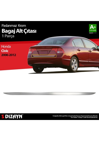 Honda Civic Krom Bagaj Alt Çıta 2006-2012 Paslanmaz Çelik N11.5198