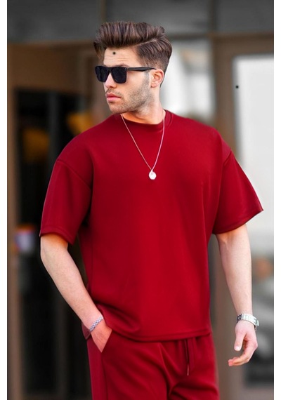 Flood Of Style Erkek Oversize Penye Rahat Yazlık Kısa Kollu Kırmızı