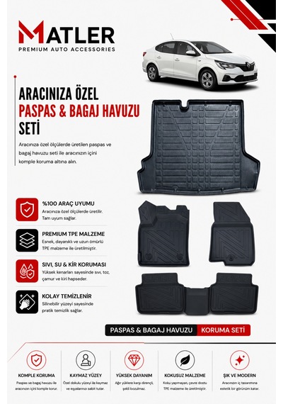 Renault Taliant 2026 Model 4d Ekstra Havuzlu Paspas Ve Bagaj Havuzu Set