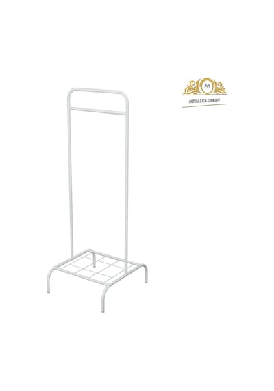 Tekli Beyaz Elbise Askılığı Konfeksiyon Askısı Ayaklı Butik Askı Beyaz
