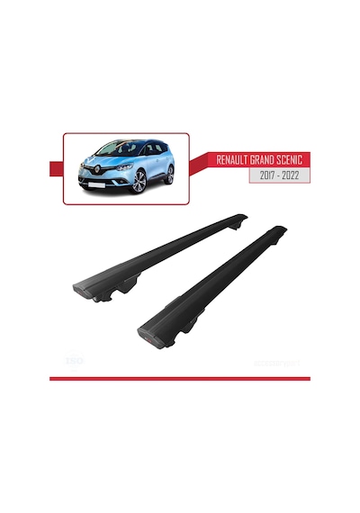 Renault Grand Scenic 2017-2022 Arası İle Uyumlu Hook Model Anahtar Kilitli Ara Atkı Tavan Barı Siyah