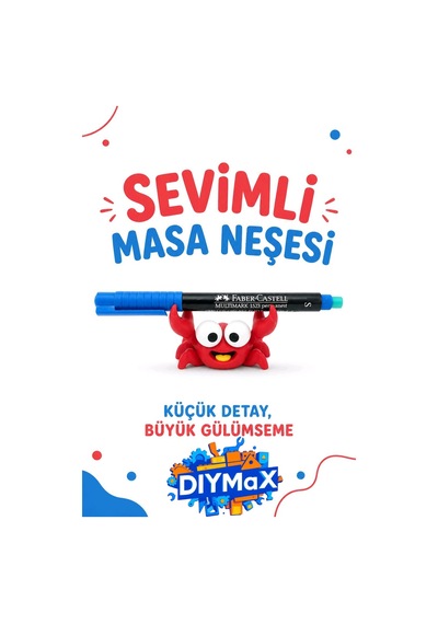 Sevimli Yengeç Kalem Fırça Tutucu Masa Aksesuarı Ofis & Öğrenci Hediyesi Dekor Sü - Kirmizi Kırmızı
