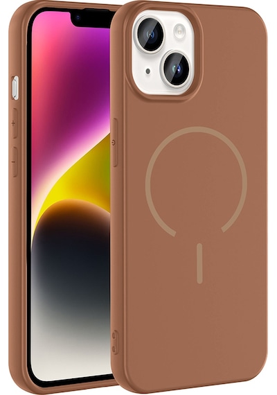 Apple Uyumlu iPhone 13 Kılıf M-safe Şarj Özellikli Mkst Meta Kapak - Mürdüm Mürdüm