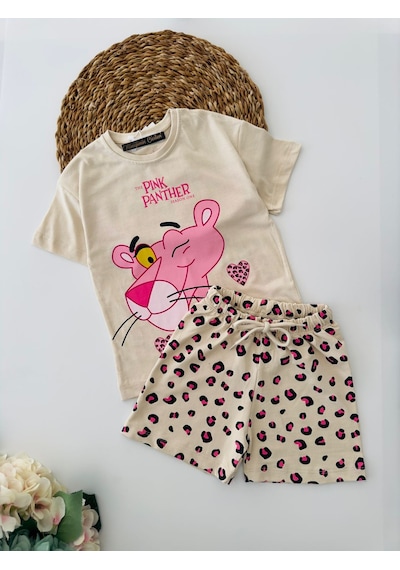 Miniğimin Cicileri Pink Panter Şortlu Kız Çocuk Penye Takım - Pembe