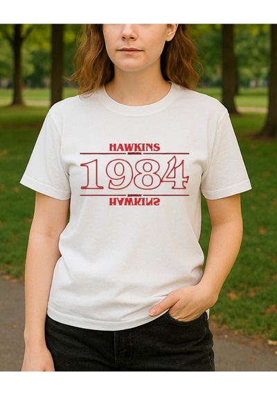 Hugo Boss Stranger Things Baskılı T-shirt Beyaz
