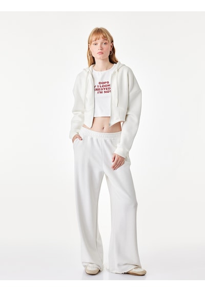 Koton Şardonlu Uzun Kollu Kapüşonlu Korse Detaylı Fermuarlı Crop Sweatshirt Ekru 7wal10059ık Koton Şardonlu Uzun Kollu Kapüşonlu Korse Detaylı Fermuarlı Crop Sweatshirt Ekru 7wal10059ık