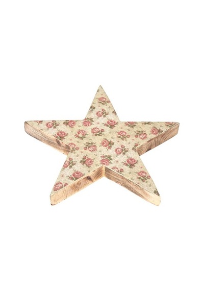 Vitale Şiva Çiçek Desenli Dekoratif Yıldız Krem 25X4 Cm Ak.Fq0017