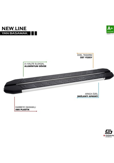 S-dizayn Peugeot Expert 2 Kısa Şase Newline Aluminyum Yan Basamak