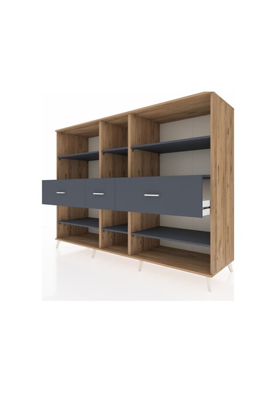 Kronos Dolap 9 Raflı 3 Çekmeceli 220x59x163 Çam-antrasit Çam-antrasit Kronos Dolap 9 Raflı 3 Çekmeceli 220x59x163 Çam-antrasit Çam-antrasit