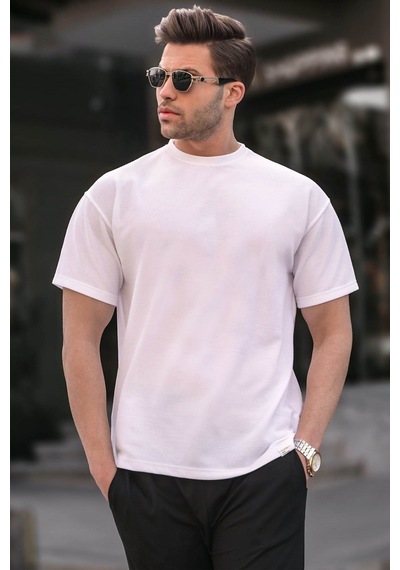 Madmext Ekru Regular Fit Basic Erkek Tişört 6099 Ekru