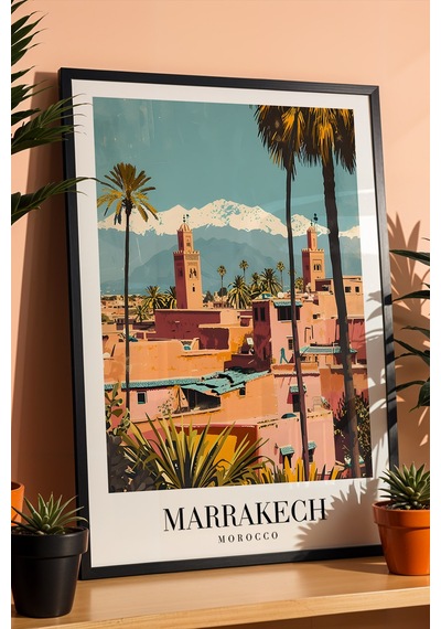 Marrakech Morocco Vintage Seyahat Posteri Çerçeveli Tablo - Premium Atlas Dağları Elit Duvar Dekoru Siyah Marrakech Morocco Vintage Seyahat Posteri Çerçeveli Tablo - Premium Atlas Dağları Elit Duvar Dekoru Siyah