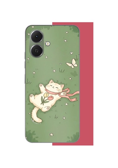 Tecno Spark Go 2 Uyumlu Fularlı Kedi Baskılı Silikon Kılıf Renkli