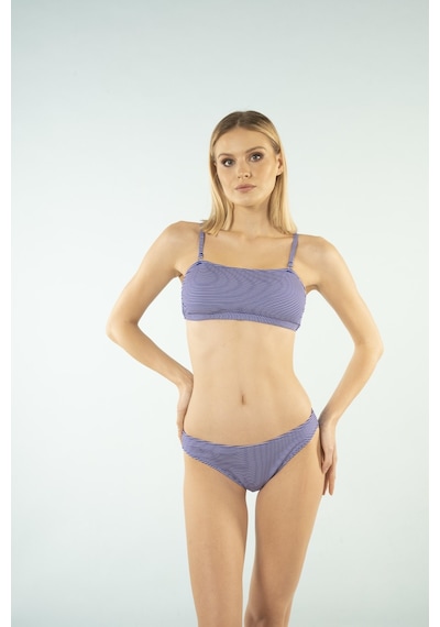 Estiva Çizgili Straplez İp Askılı Bikini Takımı - Lacivert Çok Renkli
