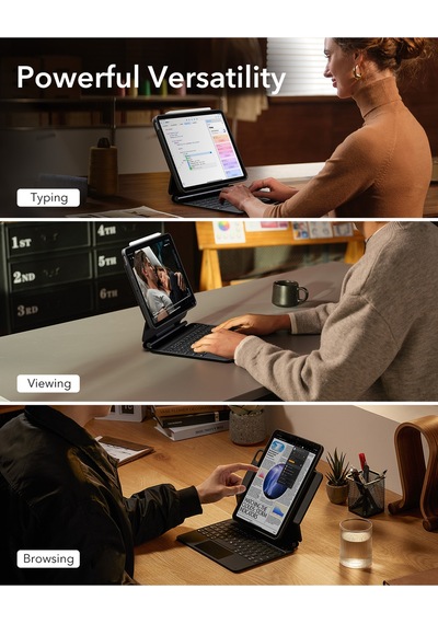 Apple Uyumlu iPad Pro 11" 2024, M4 Rebound Manyetik 360 Klavyeli Kılıf Klavyeli Kılıf