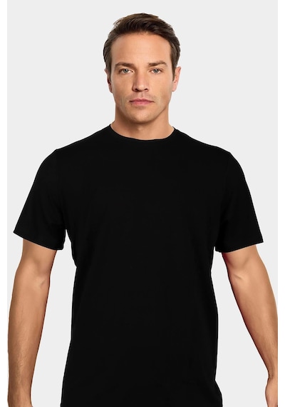 Jiber Erkek Bambu Terletmeyen Hafif Kumaş T-shirt Siyah