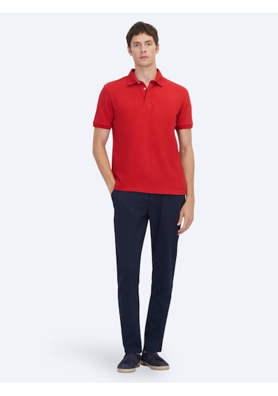 Kırmızı Düz Polo Yaka %100 Pamuk T-shirt kırmızı