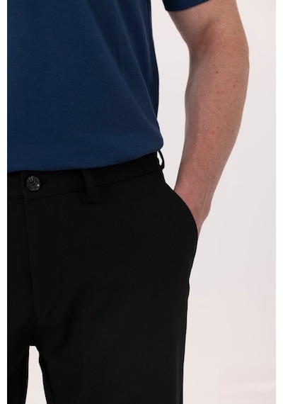 Sabri Özel Siyah Yanı Lastikli Köprülü Kemerli Slim Fit Jogger Pantolon