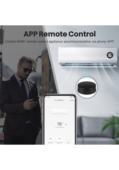 Suofeng Ev Aletlerini Kontrol Eden Akıllı Wifi Ir+rf Sesli Kumanda - Tuya Uyumlu, Google Home Destekli, Siyah