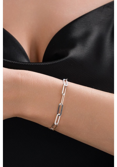 Gümüş Ataç Sade Zincir Hallow Taşsız Bileklik Rose Gold