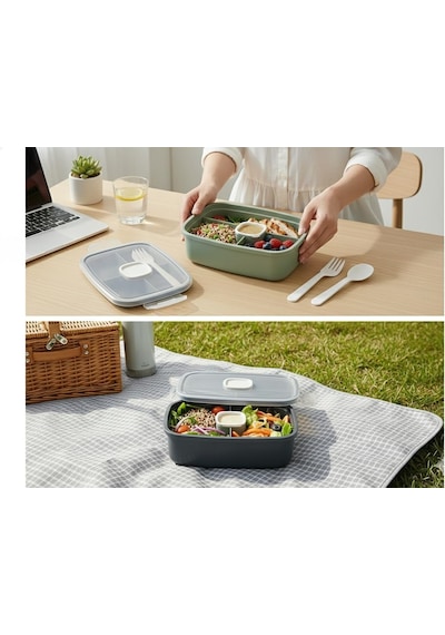 Lexroo Sızdırmaz Lunch Box 3 Bölmeli Yemek Kabı Öğle Yemeği Kutusu Saklama Kabı Bpa İçermez Çok Renkli