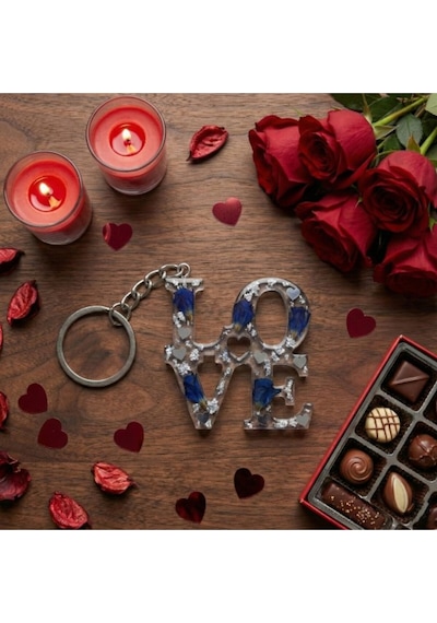 Epoksi Sevgililer Gününe Özel Love Yazılı Anahtarlık Kalıp 6 Lı Şeffaf