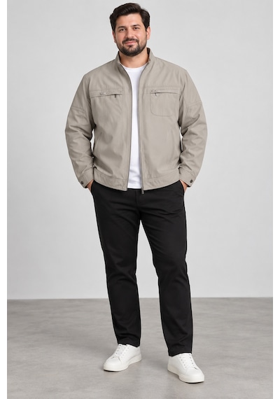Bihan Store Erkek Battal Boy Mevsimlik- Dik Yaka Fermuarlı Cepli Hafif Mont Y26-fkb 70-taş