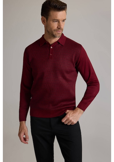Ysf Erkek Bordo Polo Yaka Desenli Triko
