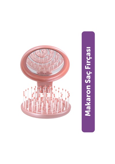 Beauty Makaron Metalik Saç Fırçası - 3d Esnek, Aynalı, Çanta Boy - Compact Detangler Rose Gold