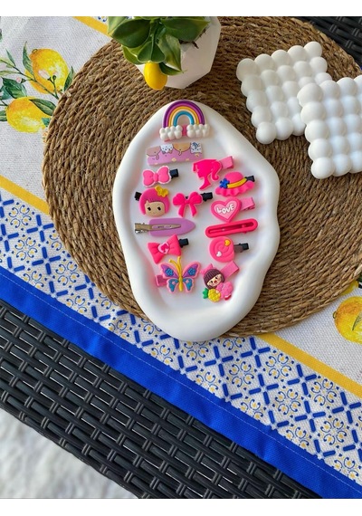 4'lü Set 56 Çeşit Farklı Ve Karışık Desenli Fosforlu Toka Seti Çok Renkli