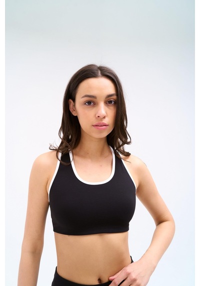Normal People Aısa - Spor Bra / Şeftali Dokulu Peach Skin Kumaş Siyah